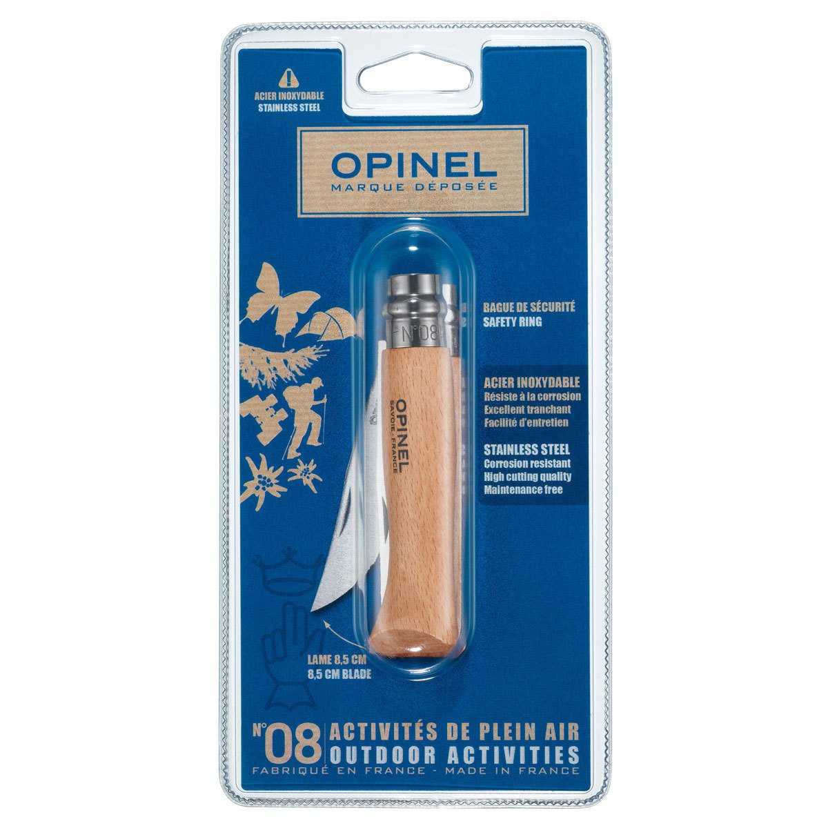 Opinel İnox Kayın Saplı 8 No Çakı Ambalaj (000405)