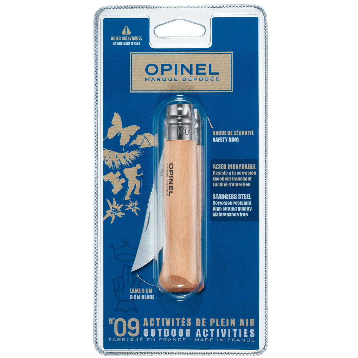 Opinel İnox Kayın Saplı P 9 No Çakı Ambalaj (001254)