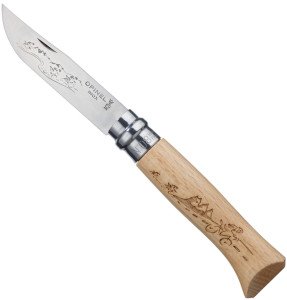 Opinel İnox Kayın Saplı  8 No İşlemeli Çakı (001790)