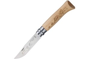 Opinel İnox Kayın Saplı  8 No İşlemeli Çakı (001790)